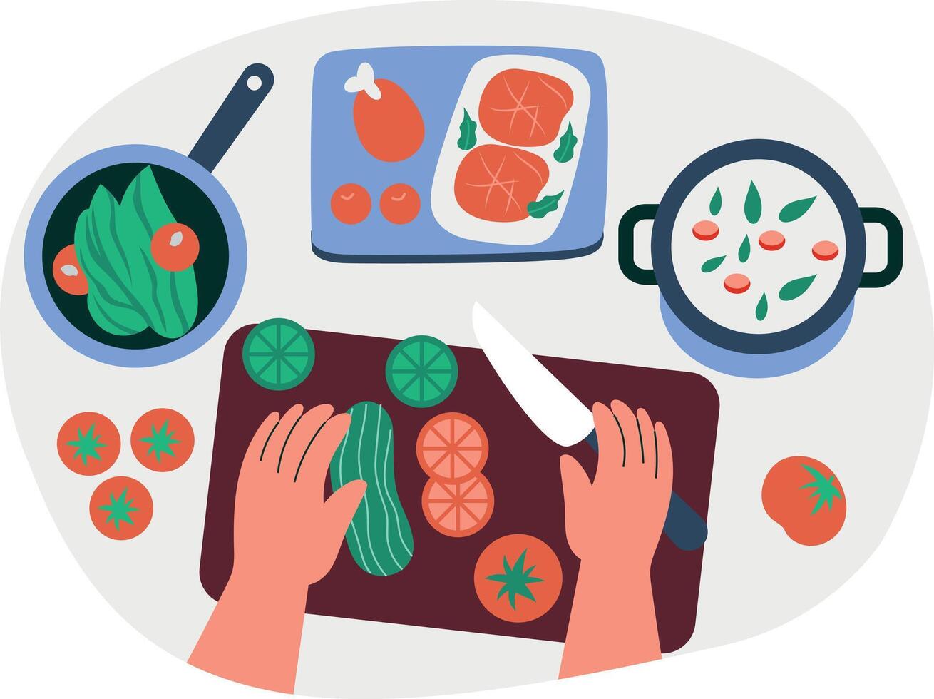 Cooking hands illustration in flat style vector