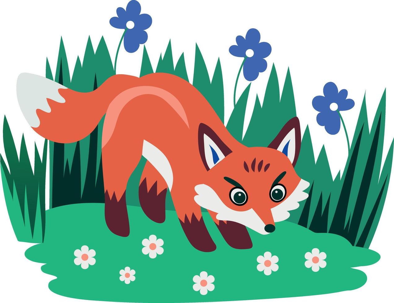 A flat style illustration of curious fox character vector