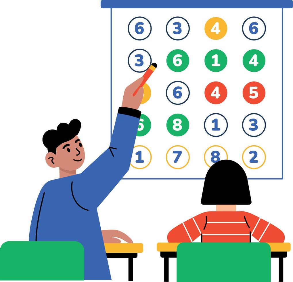 A flat character illustration of math lecture vector