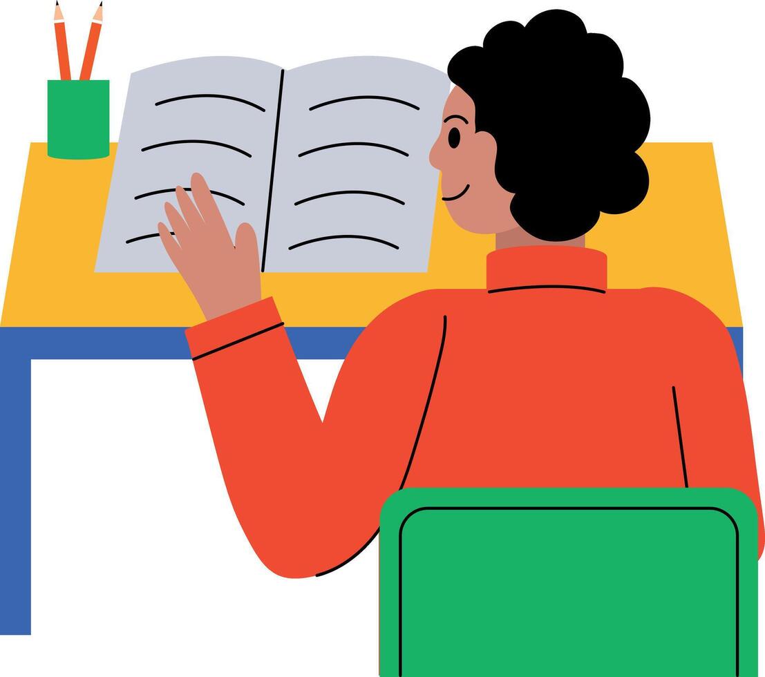 Student doing mathematics homework, flat style illustration vector