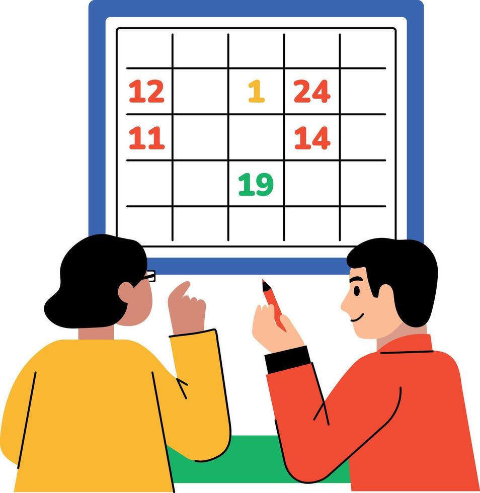 Students doing group study, flat style illustration vector