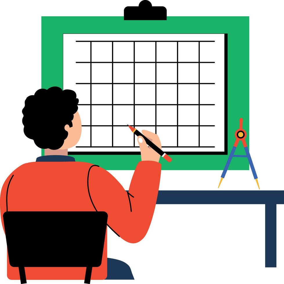 Student doing math practice, flat style illustration vector