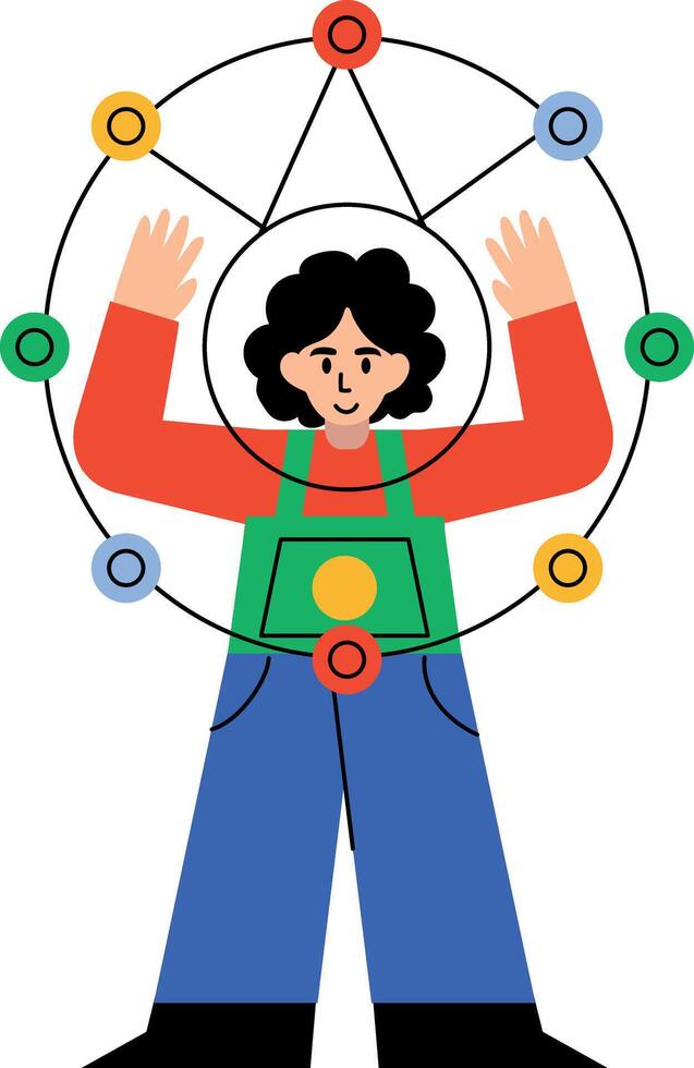 A flat character illustration of math pupil vector