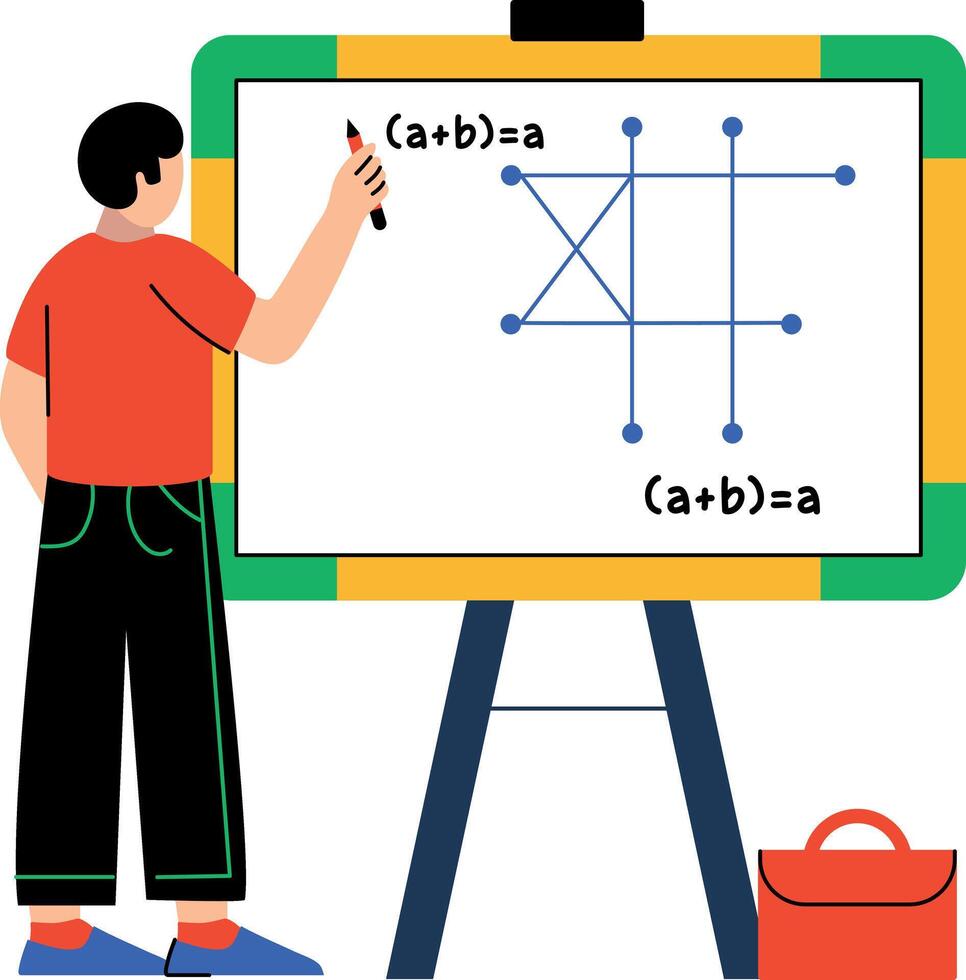 A flat character illustration depicting math class vector