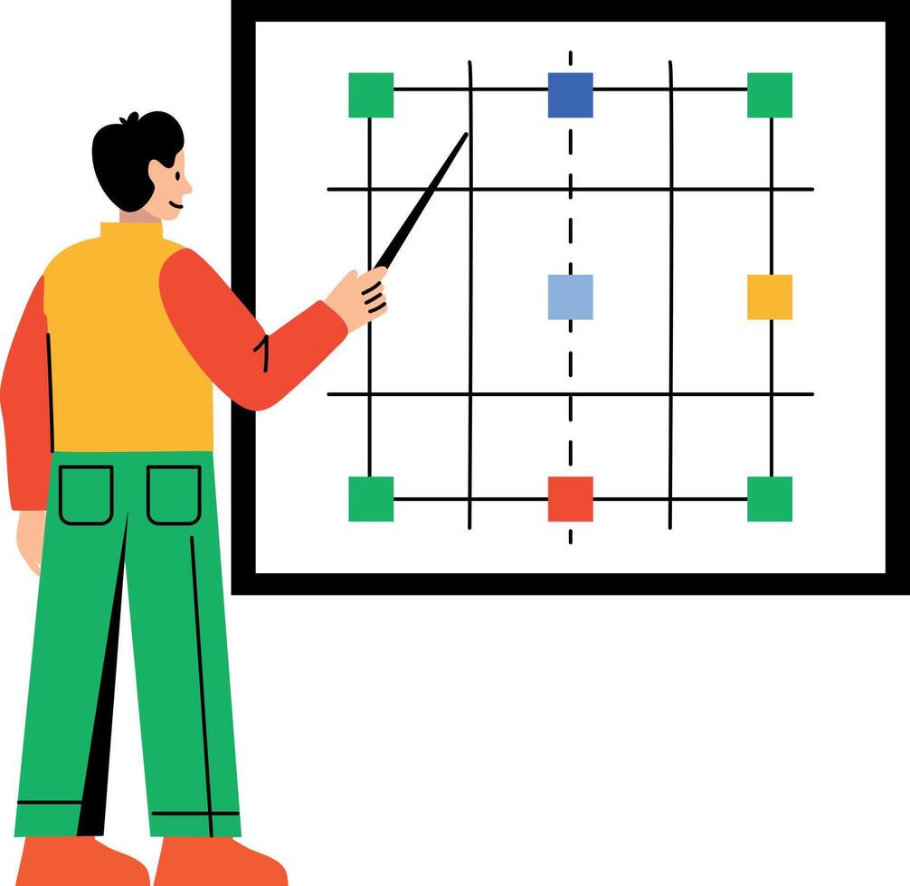A flat illustration of character teaching calculus vector
