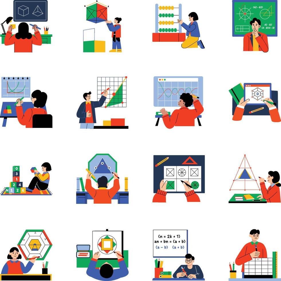 Collection of Flat Style Mathematics Illustrations vector