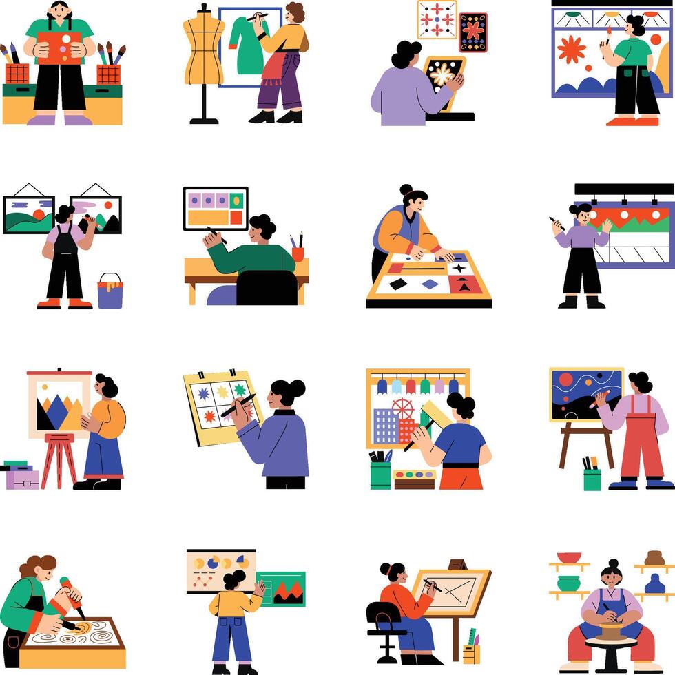 Creative Professions Flat Character Illustrations vector