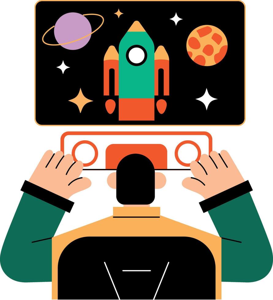 Character doing space study, flat style illustration vector