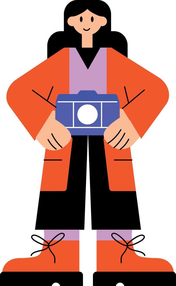 Female photographer flat style character illustration vector