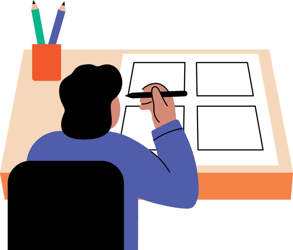 A flat illustration of character creating storyboard vector