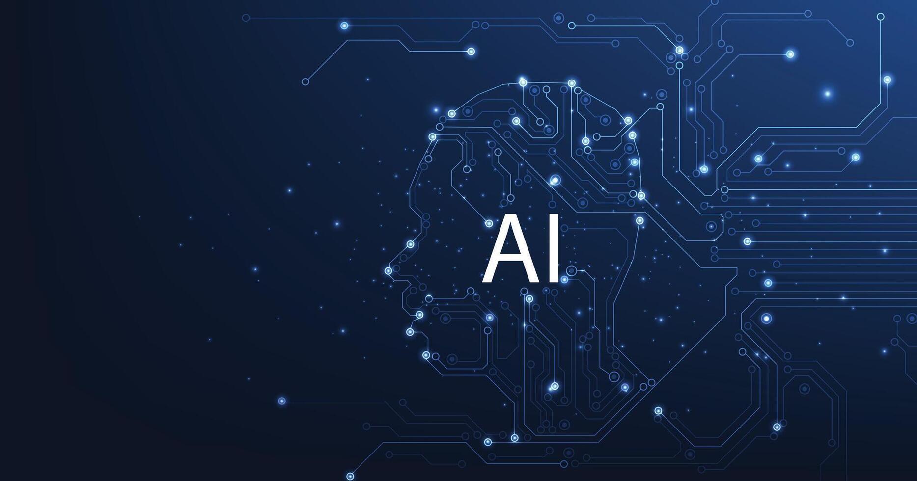 Electronic brain and Concept of artificial intelligenceAI. vector