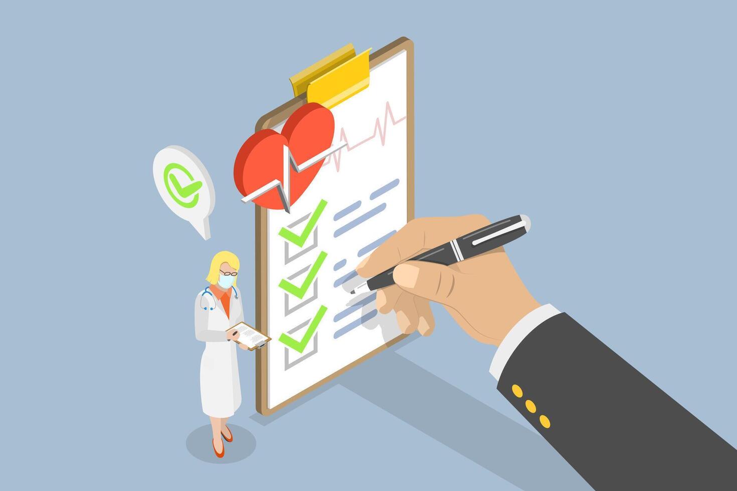 3D Isometric Flat Conceptual Illustration of Health Checkup vector