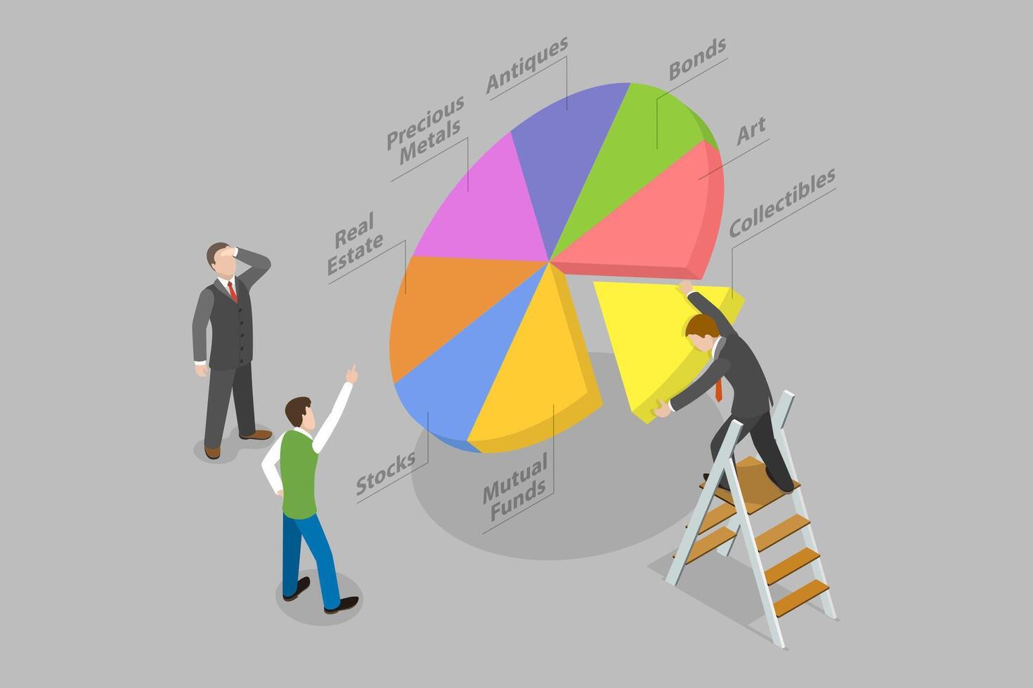 3D Isometric Flat Conceptual Illustration of Diversified Investment vector