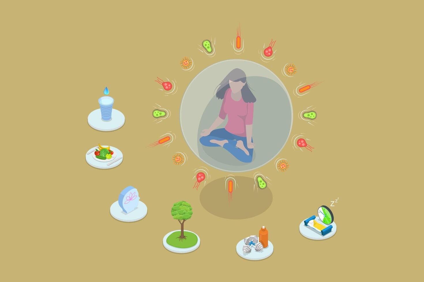 3D Isometric Flat Conceptual Illustration of Immune Boosting vector