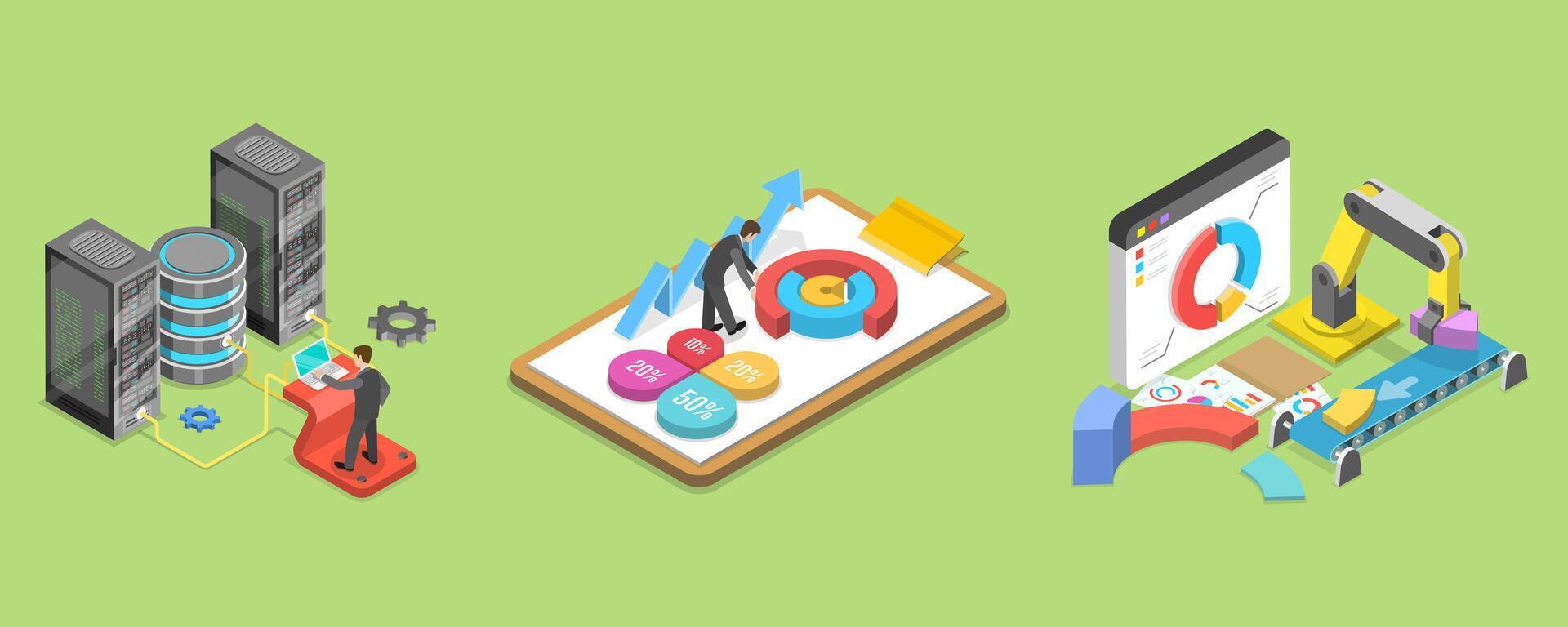 3D Isometric Flat Conceptual Illustration of Software Deployment vector