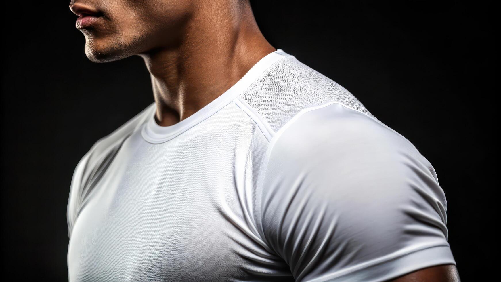 A man in a white shirt with a black background photo