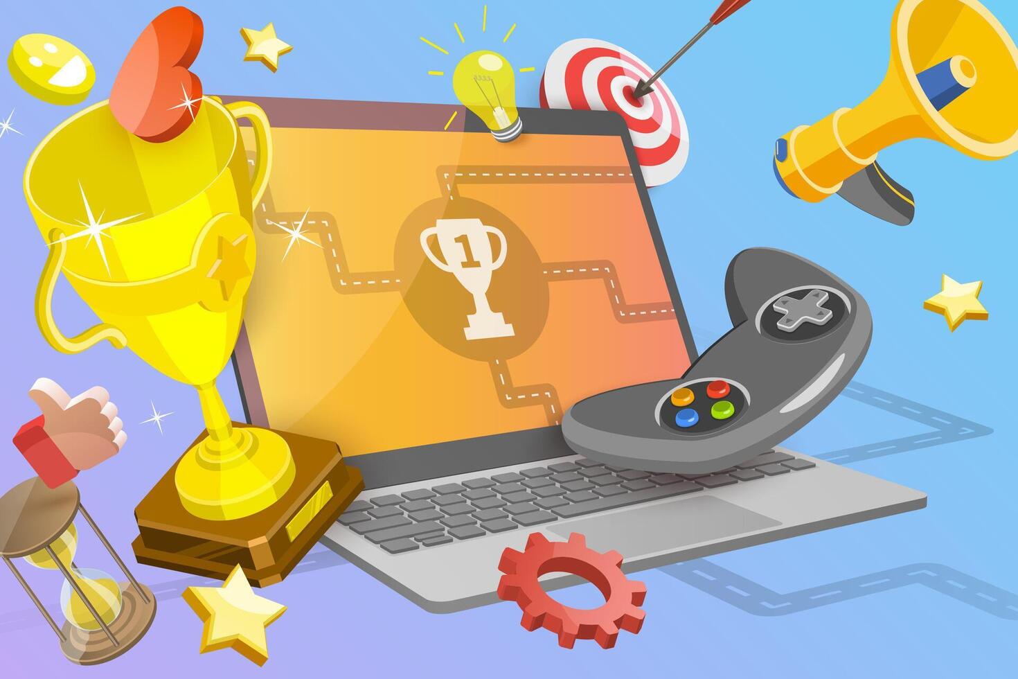3D Conceptual Illustration of Gamification vector