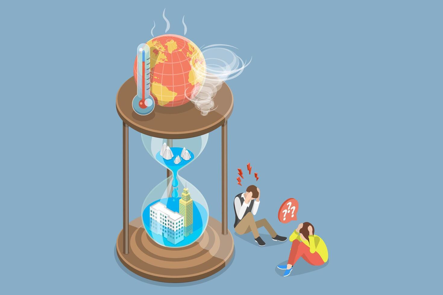 3D Isometric Flat Conceptual Illustration of Global Warming vector
