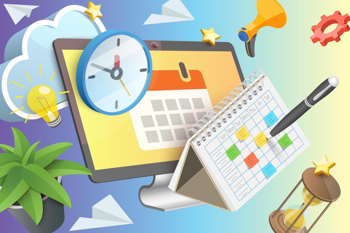 3D Conceptual Illustration of Online Calendar vector