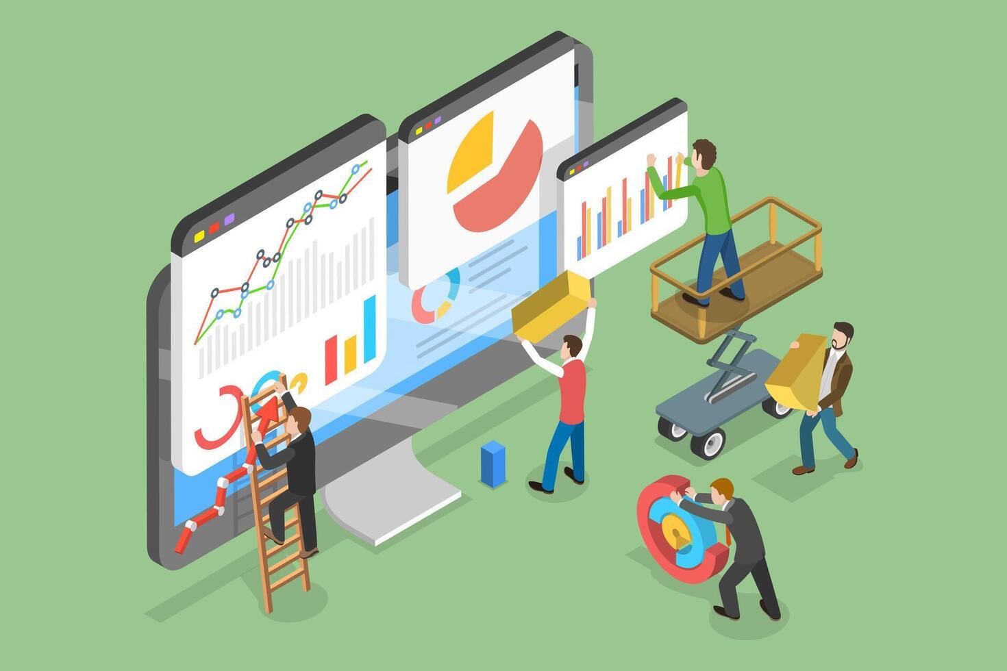 3D Isometric Flat Conceptual Illustration of Business Report vector