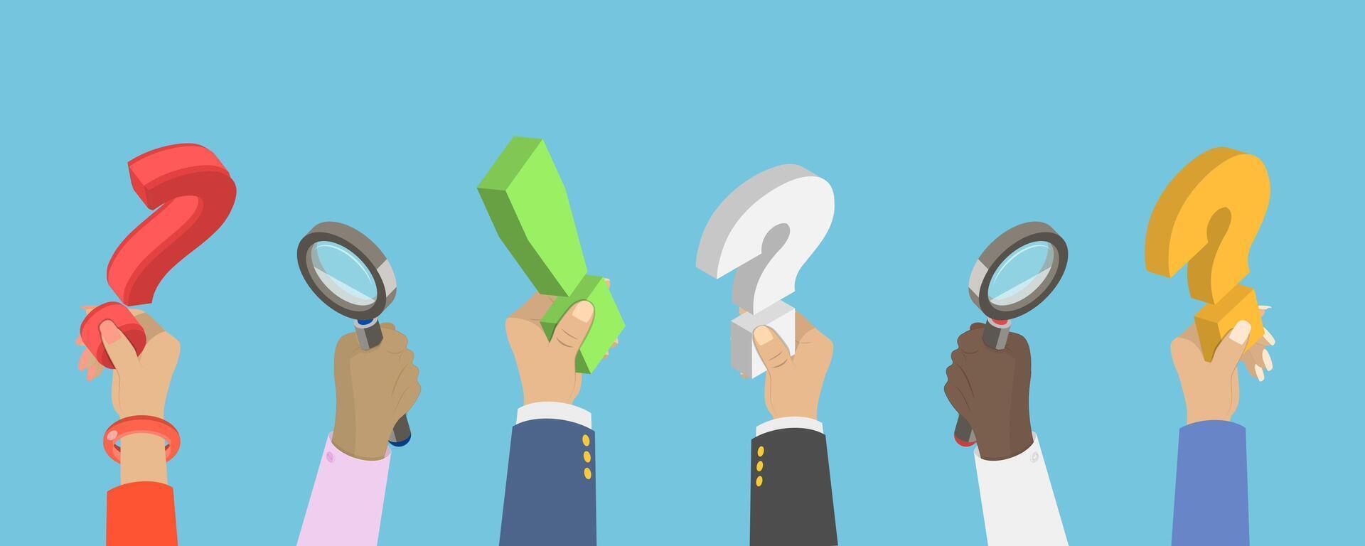 3D Isometric Flat Conceptual Illustration of FAQ vector