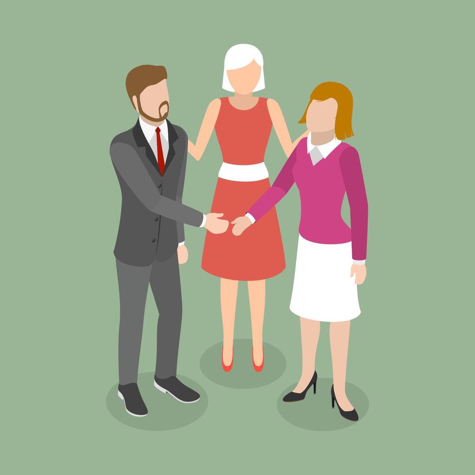 3D Isometric Flat Conceptual Illustration of Conflict Resolution vector