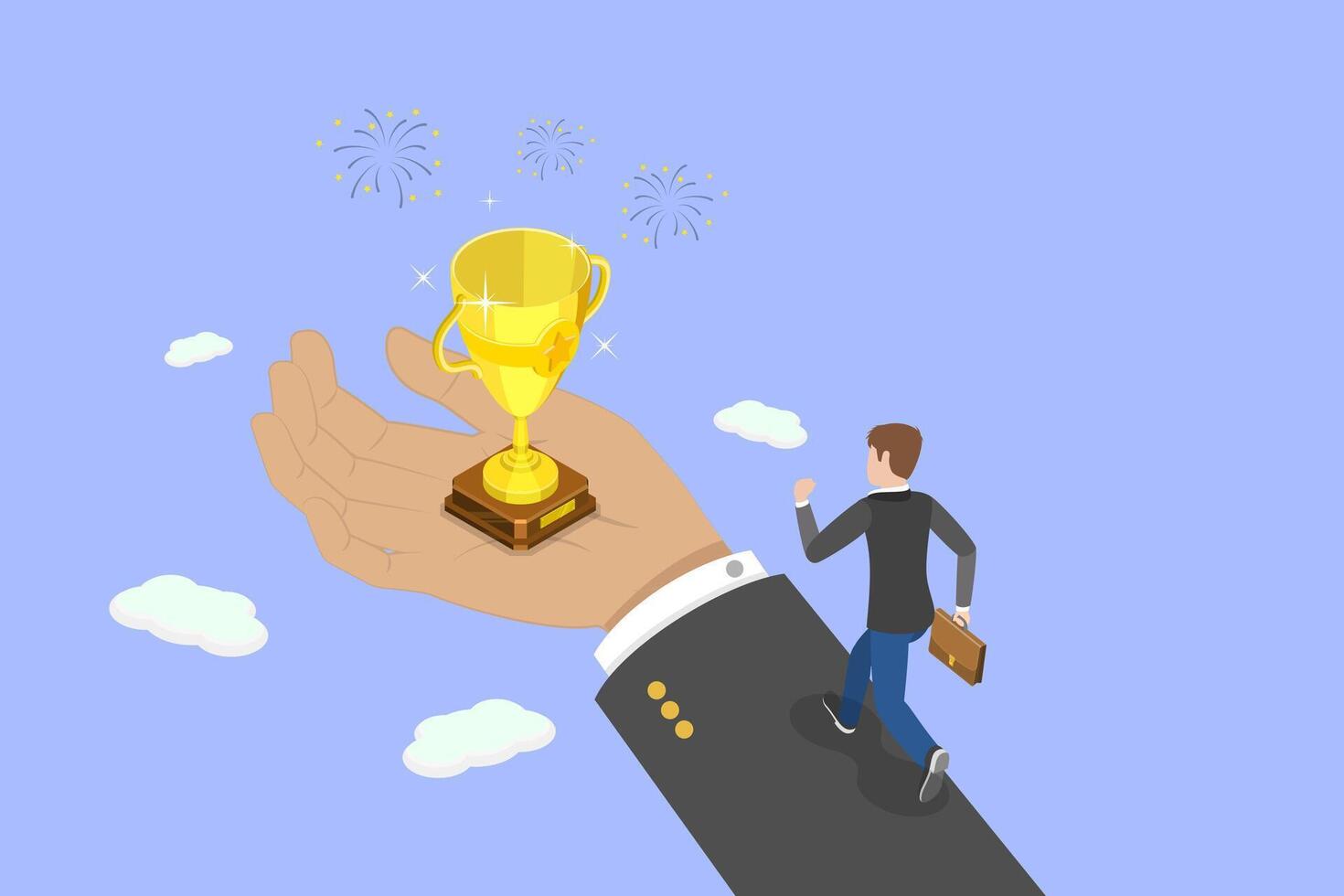3D Isometric Flat Conceptual Illustration of Employee Motivation vector