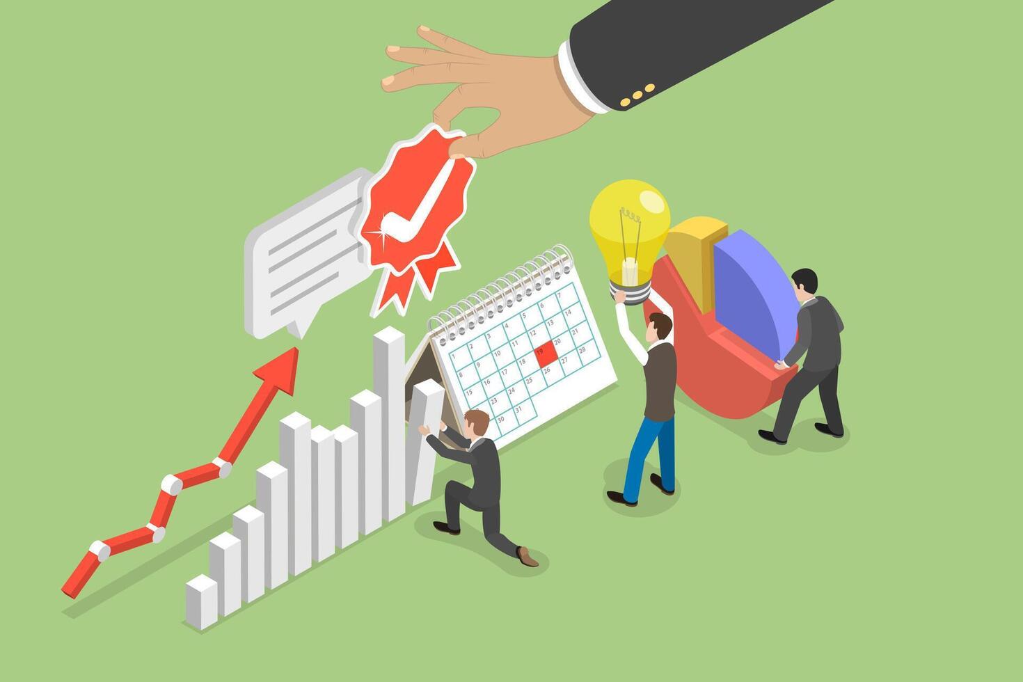3D Isometric Flat Conceptual Illustration of Compliance And Certification vector