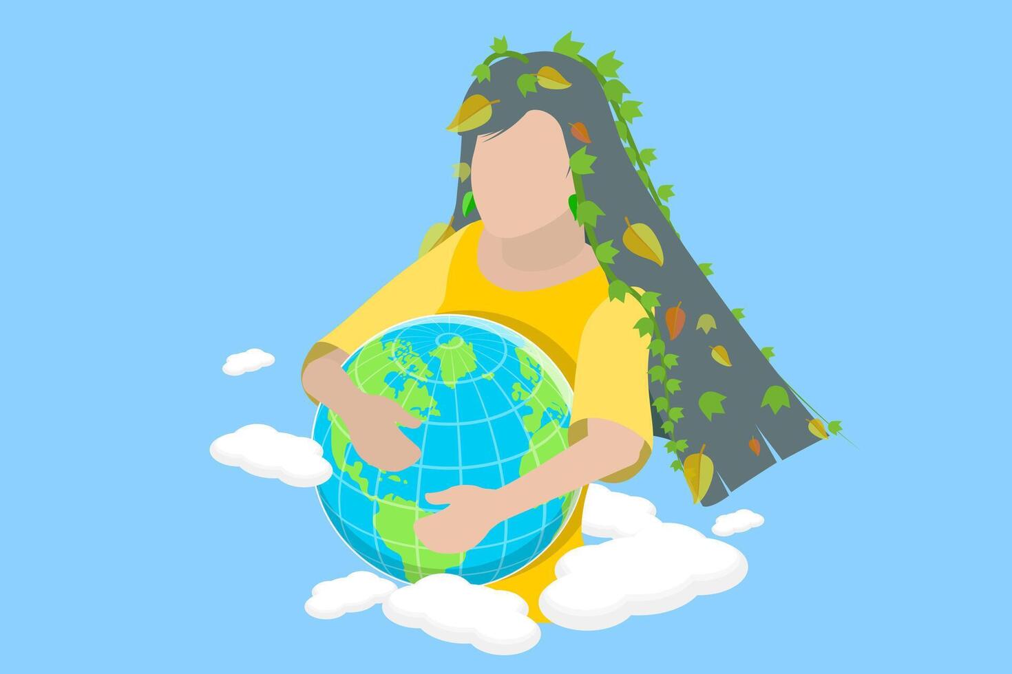 3D Isometric Flat Conceptual Illustration of Earth Day vector