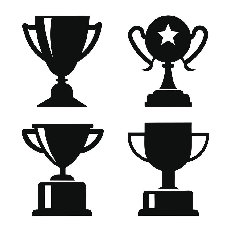 Award Winning Trophies and Stars Illustration vector