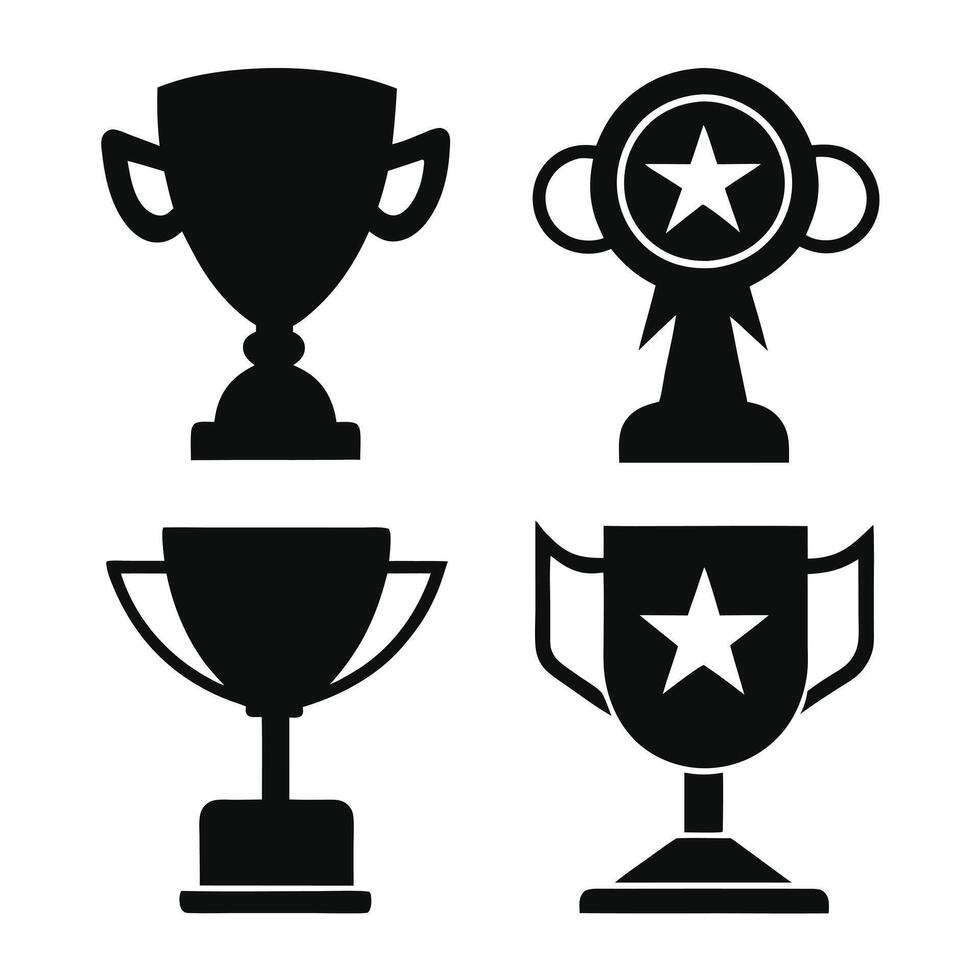 Four Simple Black Silhouette Trophy Designs vector