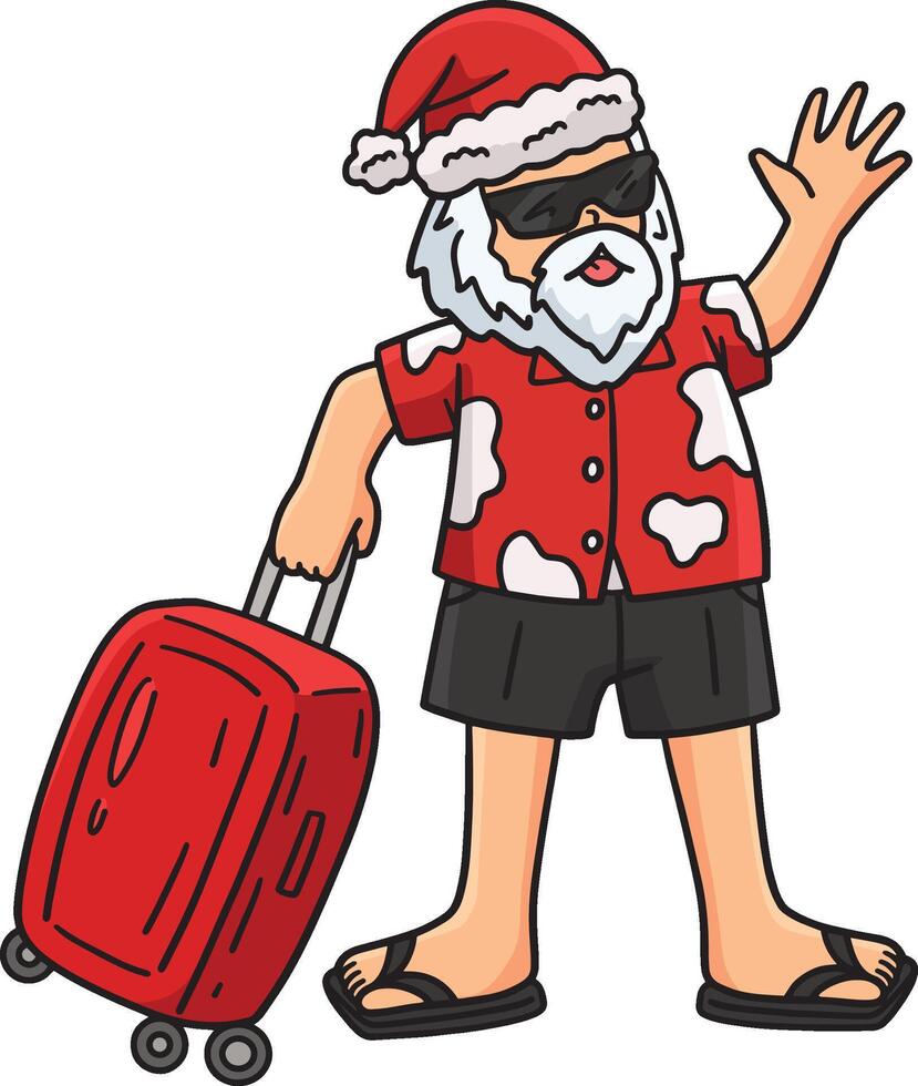 Christmas in July Santa Vacation Cartoon Clipart vector