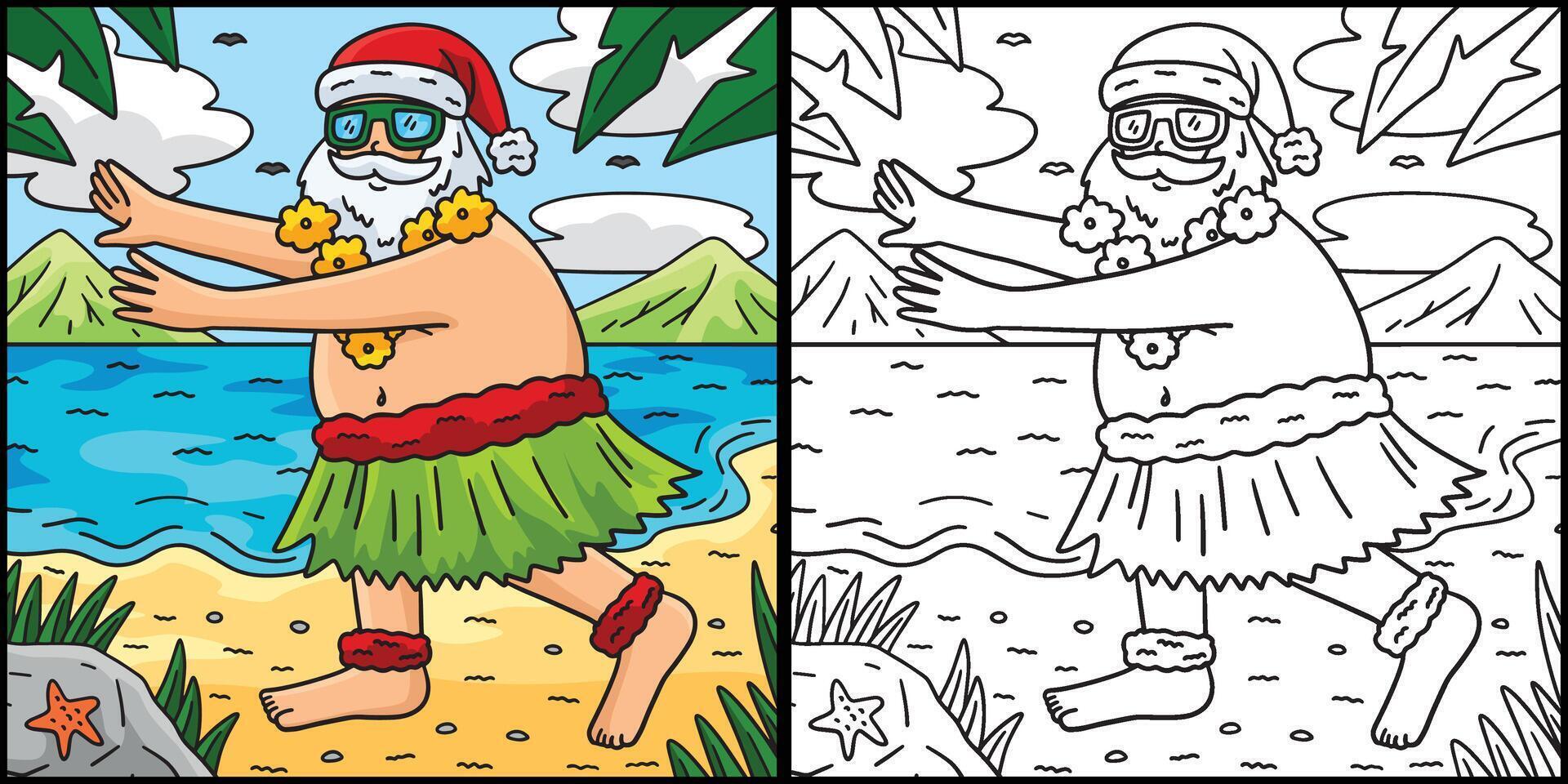 Christmas in July Santa Hula Dancing Illustration vector
