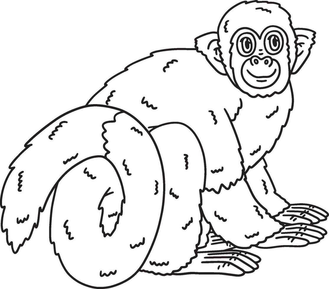Squirrel Monkey Animal Isolated Coloring Page vector