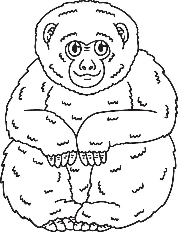 Japanese Macaque Monkey Isolated Coloring Page vector
