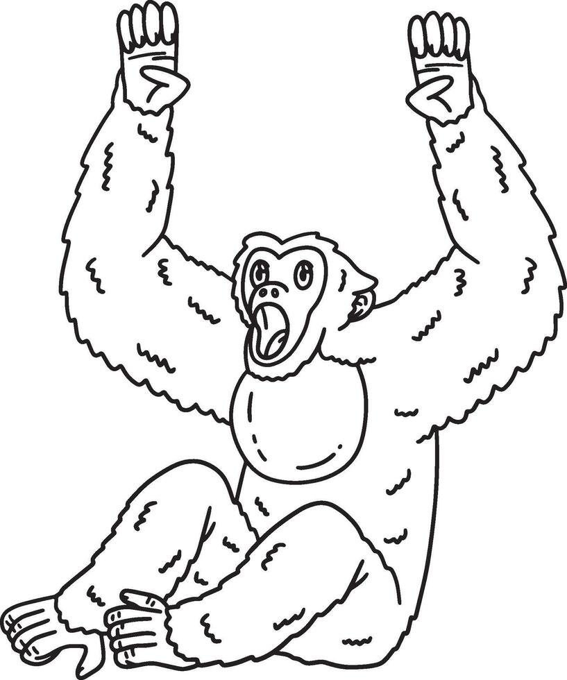 Siamang Monkey Animal Isolated Coloring Page vector