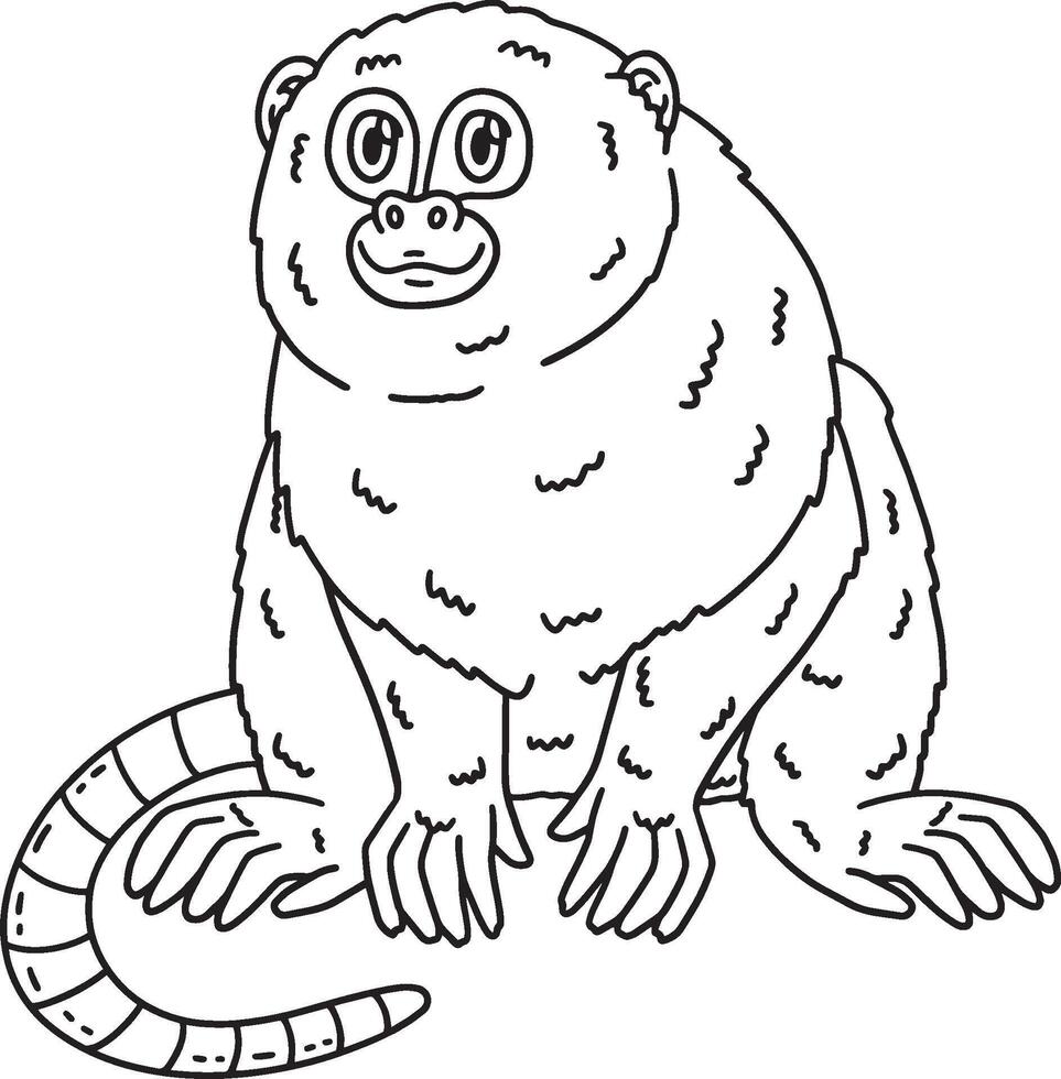 Pygmy Marmoset Monkey Isolated Coloring Page vector