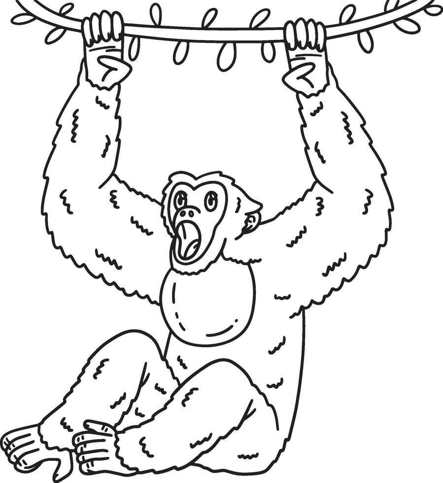 Siamang Monkey Animal Swinging on a Tree Isolated vector