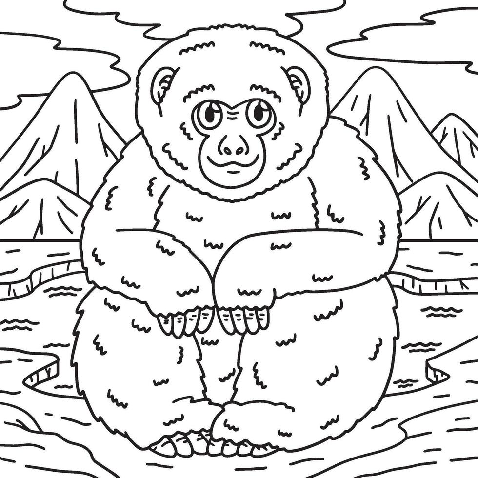 Japanese Macaque Monkey Coloring Page for Kids vector