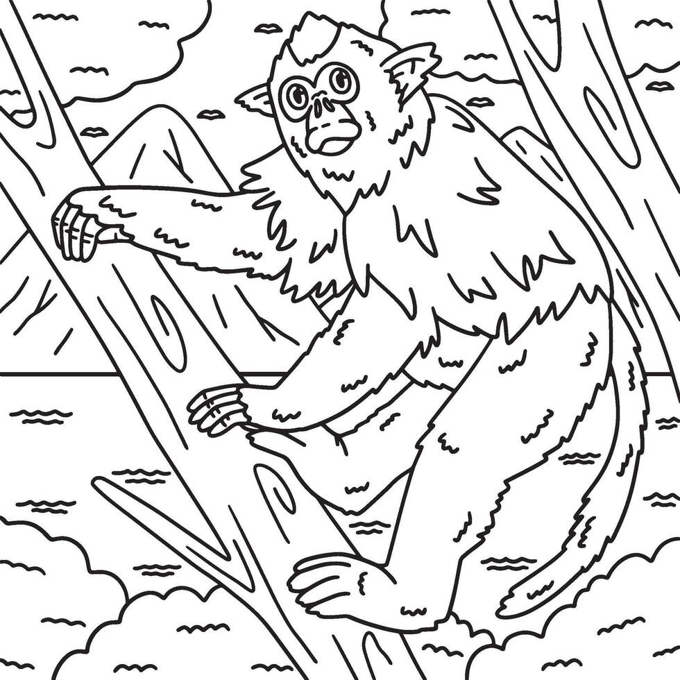 Golden Snub Nosed Monkey Coloring Page for Kids vector