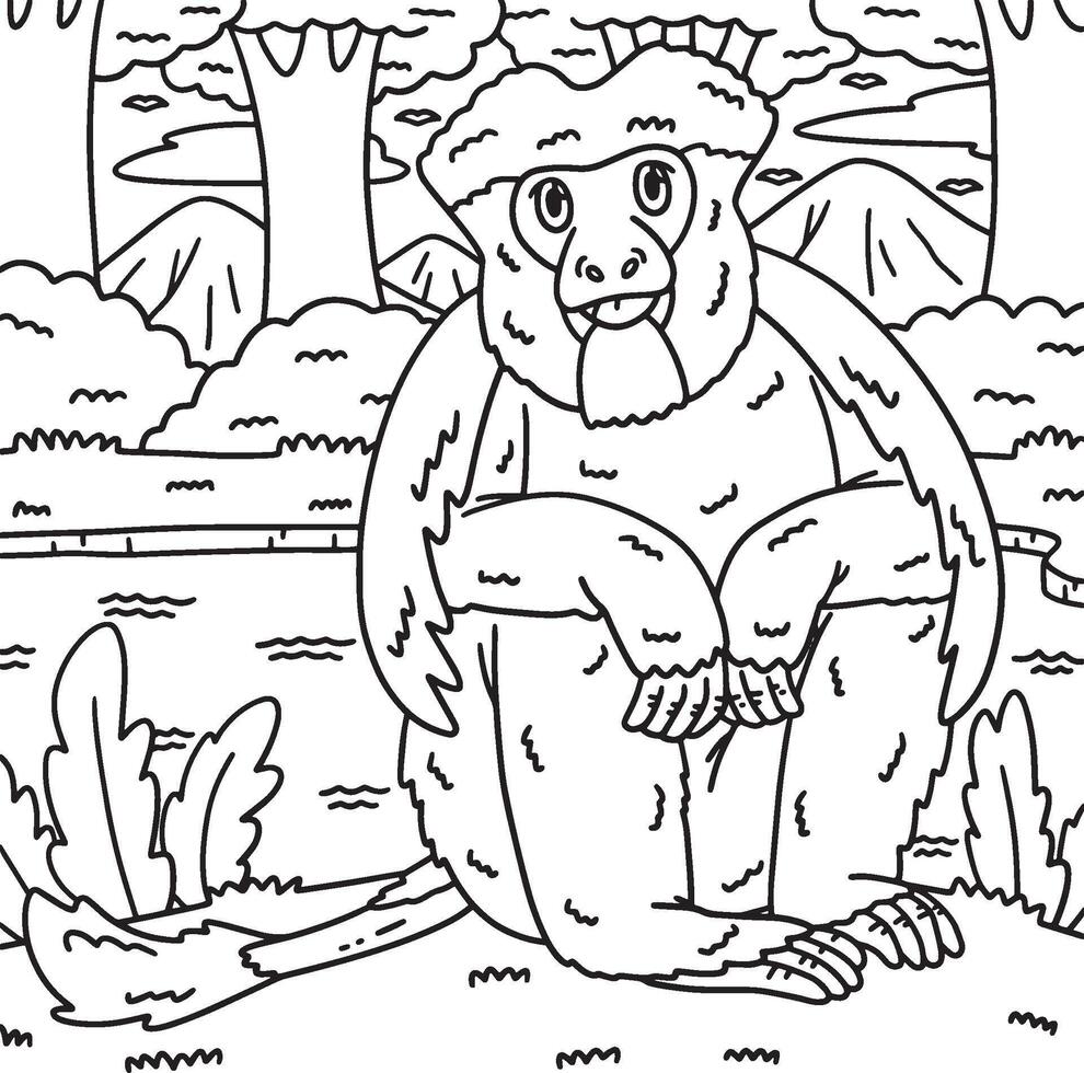 Black and White Colobus Monkey Coloring Page vector