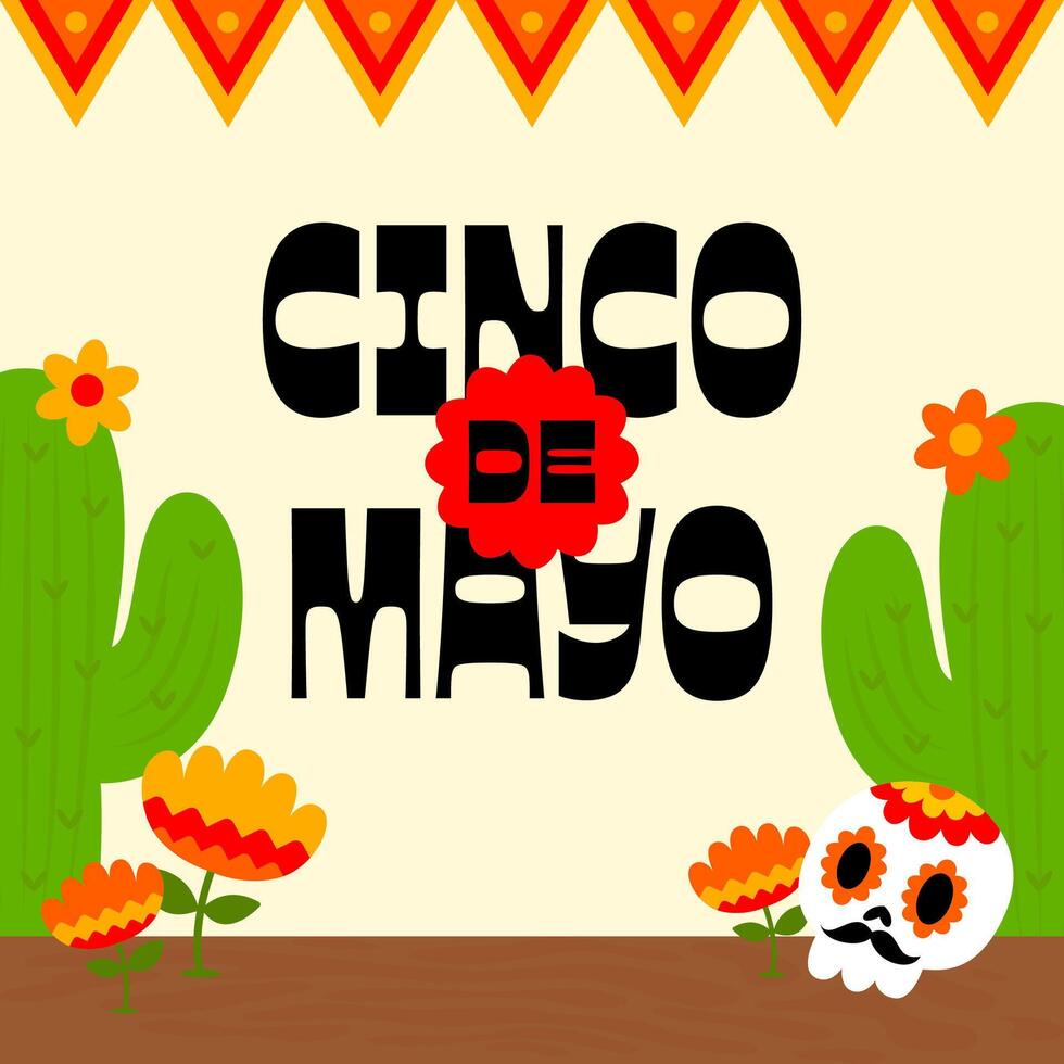 Cinco de Mayo Poster Square Banner Background vector