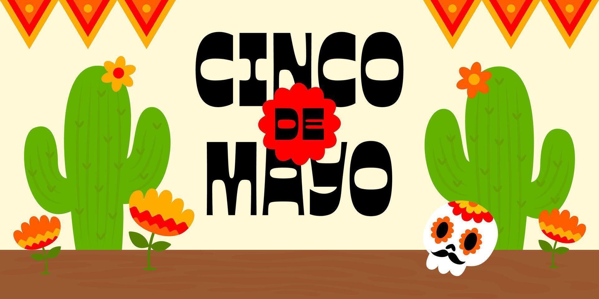 Cinco de Mayo Poster Panoramic Banner Background vector