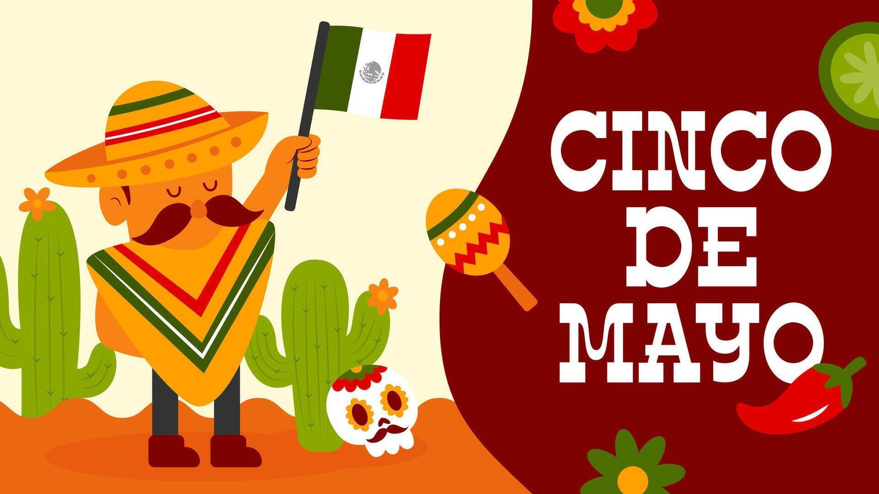 Cinco de Mayo Poster Horizontal Banner Background vector