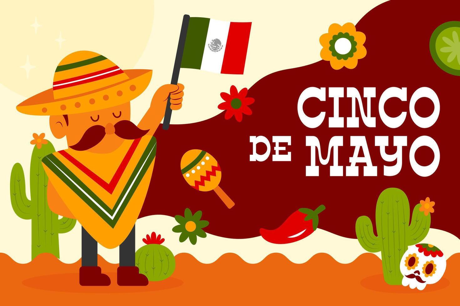 Cinco de Mayo Poster Horizontal Banner Background vector