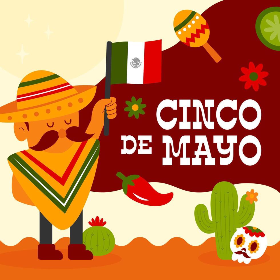 Cinco de Mayo Poster Square Banner Background vector