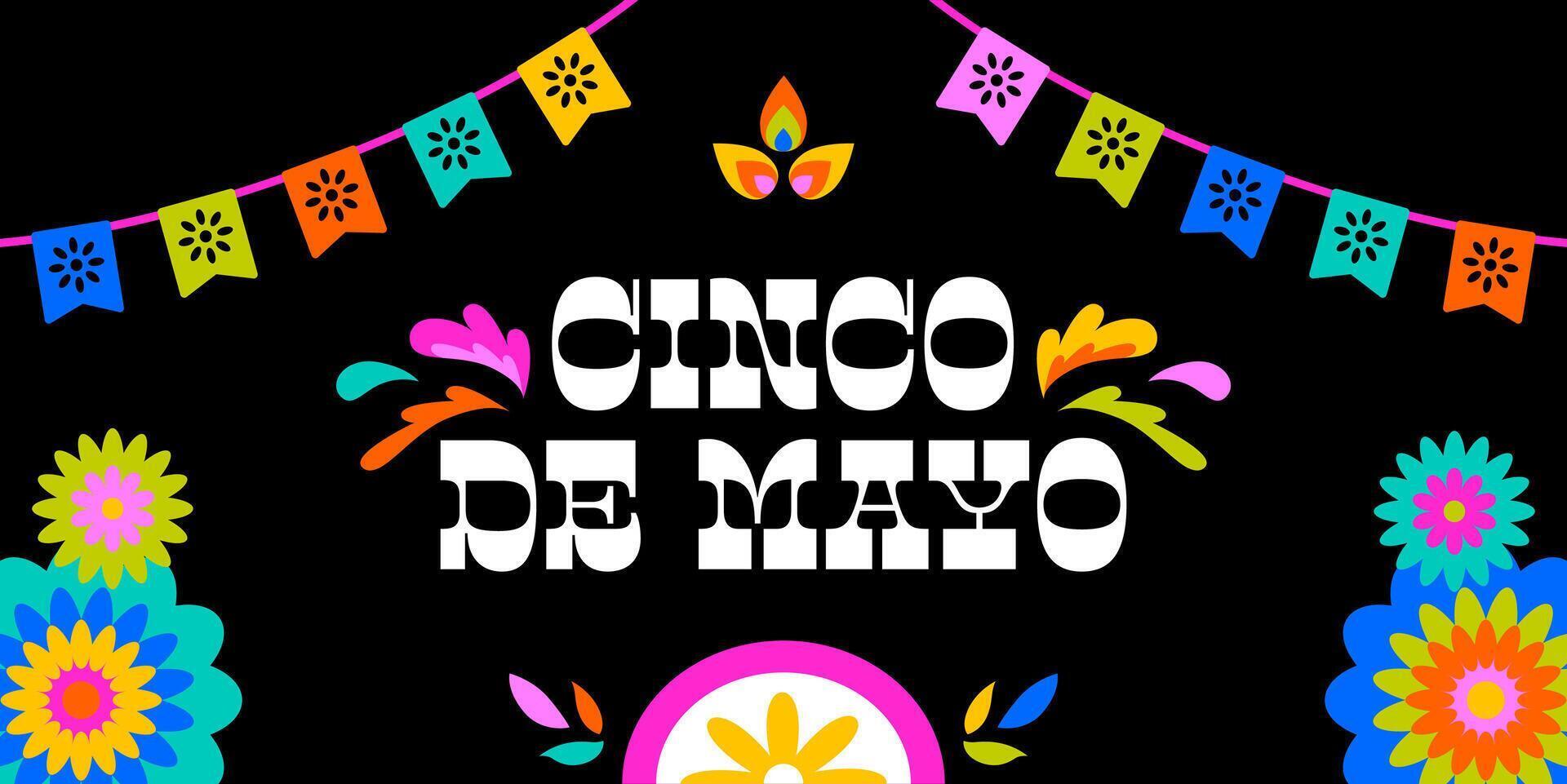 Cinco de Mayo Poster Panoramic Banner Background vector