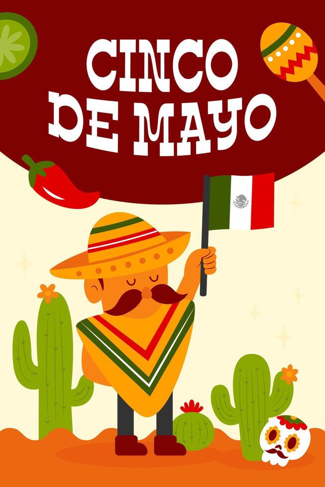 Cinco de Mayo Poster Vertical Banner Background vector
