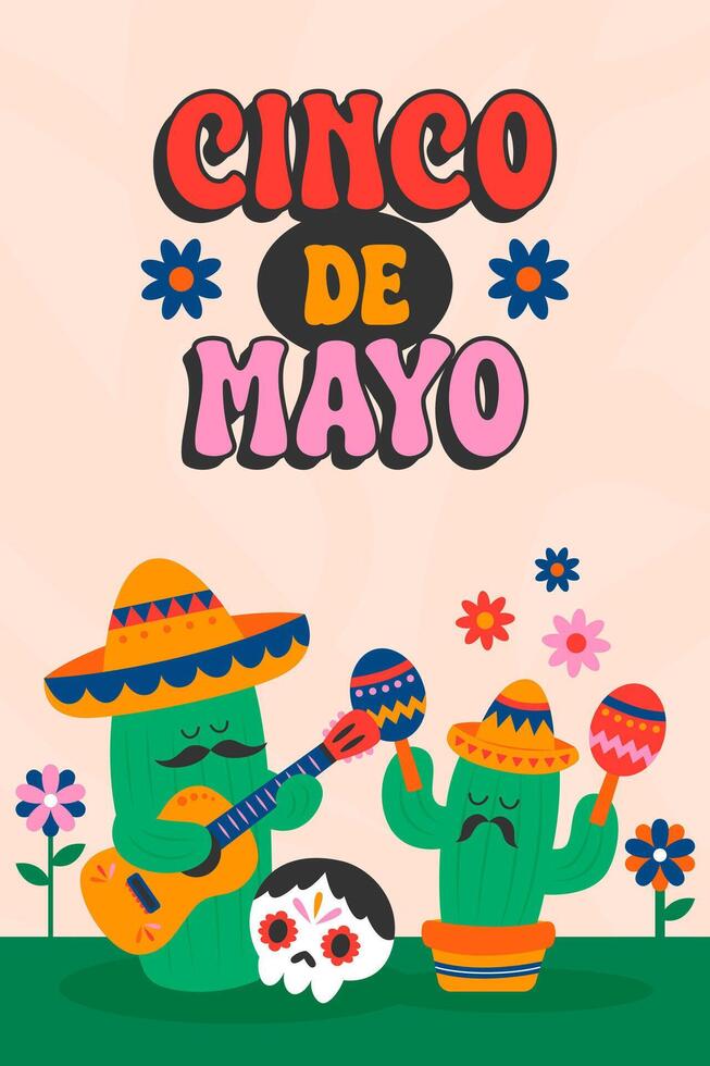 Cinco de Mayo Poster Vertical Banner Background vector