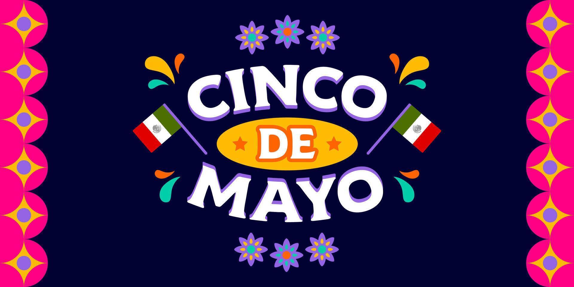 Cinco de Mayo Poster Panoramic Banner Background vector